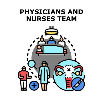 Physicians and nurses team providing medical surgery Stock Illustration