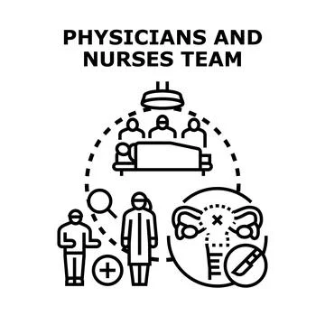 Physicians and nurses team providing medical surgery Stock Illustration