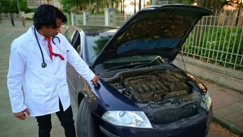 Physicians car broke down roadside Stock Footage 278022892
