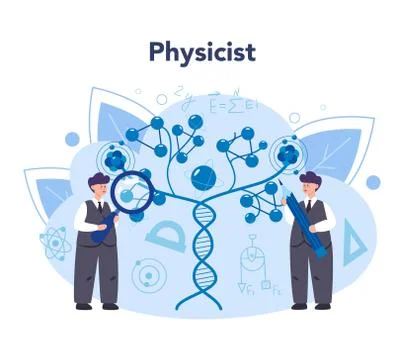 Physicist concept. Scientist explore electricity, magnetism, light wave Stock Illustration