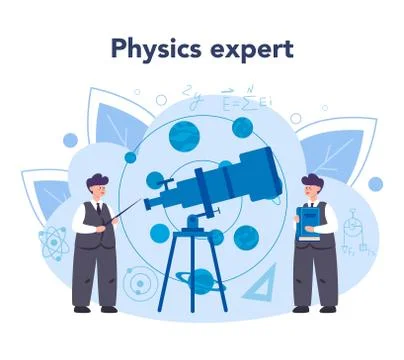 Physicist concept. Scientist explore electricity, magnetism, light wave Stock Illustration