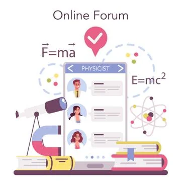 Physicist online service or platform. Scientist explore electricity, Stock Illustration