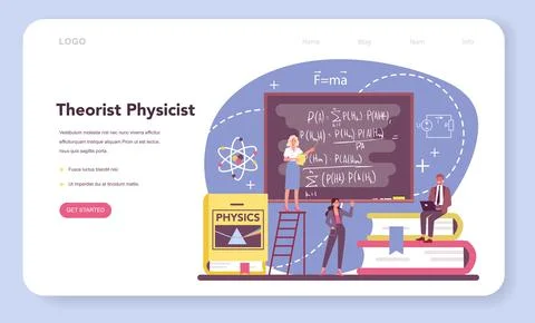 Physicist web banner or landing page. Scientist explore electricity Stock Illustration