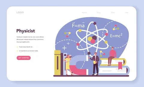 Physicist web banner or landing page. Scientist explore electricity Stock Illustration