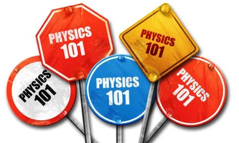 Physics 101, 3D rendering, rough street sign collection Stock Illustration