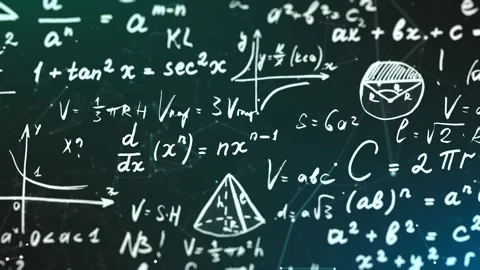 Physics and Math Formulas on Black Blackboard Stock Footage 316328502