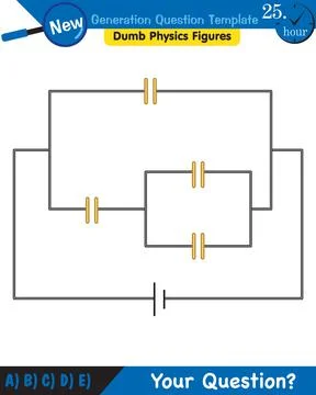 Physics, basic electric circuits, next generation question template, eps Illustrazione stock