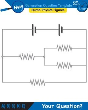Physics, basic electric circuits, next generation question template, eps Illustrazione stock