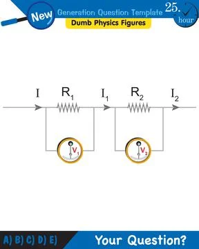 Physics, basic electric circuits, next generation question template, eps Stock Illustration