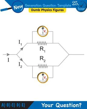 Physics, basic electric circuits, next generation question template, eps Stock Illustration