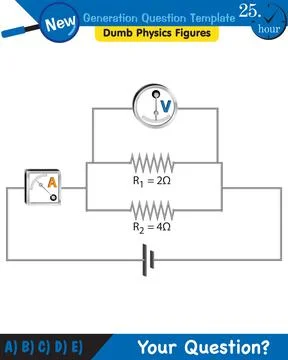 Physics, basic electric circuits, next generation question template, eps Illustrazione stock