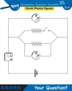 Physics, basic electric circuits, next generation question template, eps Illustrazione stock