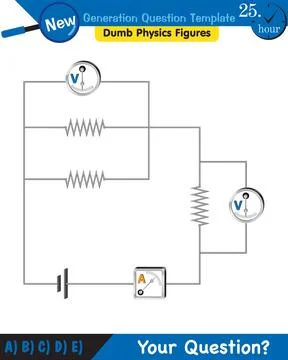 Physics, basic electric circuits, next generation question template, eps Stock Illustration