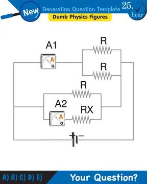 Physics, basic electric circuits, next generation question template, eps Stock Illustration