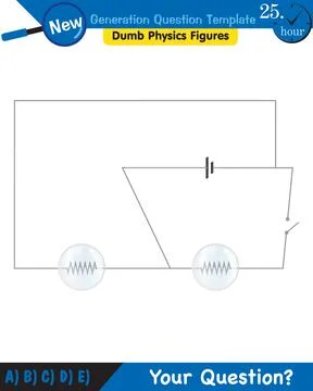 Physics, basic electric circuits, next generation question template, eps Illustrazione stock