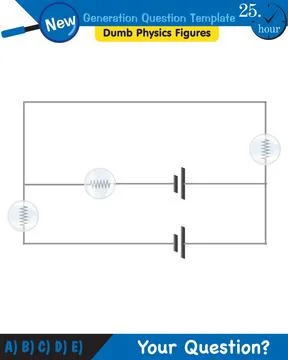 Physics, basic electric circuits, next generation question template, eps Illustrazione stock