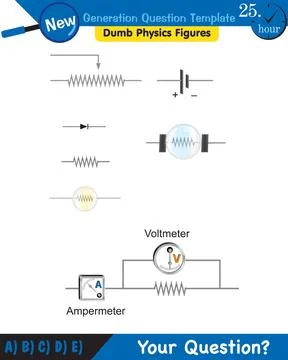 Physics, basic electric circuits, next generation question template, eps Stock Illustration