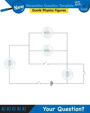 Physics, basic electric circuits, next generation question template, eps Illustrazione stock