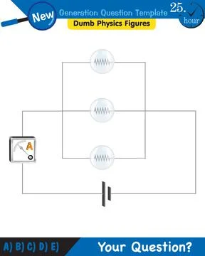 Physics, basic electric circuits, next generation question template, eps Illustrazione stock