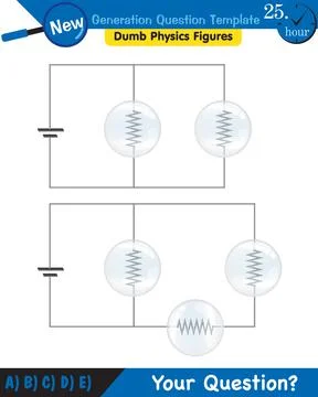 Physics, basic electric circuits, next generation question template, eps Stock Illustration