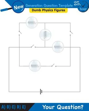 Physics, basic electric circuits, next generation question template, eps Stock Illustration