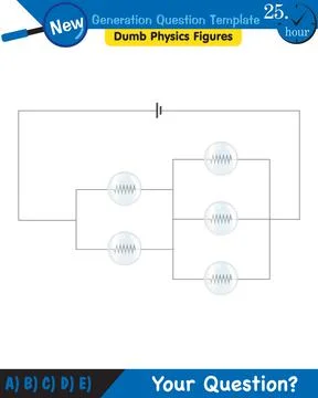 Physics, basic electric circuits, next generation question template, eps Illustrazione stock
