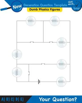 Physics, basic electric circuits, next generation question template, eps Illustrazione stock