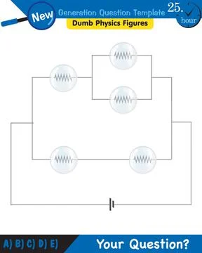 Physics, basic electric circuits, next generation question template, eps Illustrazione stock