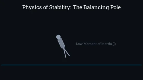 Physics behind a long pole helping tightrope walker Stock Footage 335190649