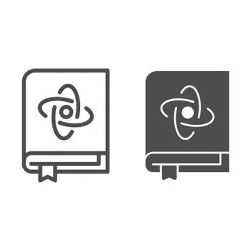 Physics book line and solid icon, Science concept, chemistry textbook sign on Stockillustratie