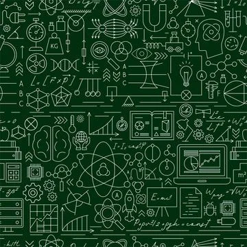 Physics Chalkboard Line Seamless Pattern Stock Illustration
