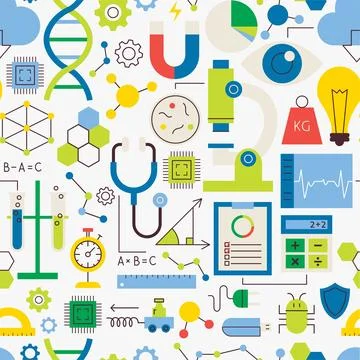 Physics Chemistry Seamless Pattern 스톡 일러스트