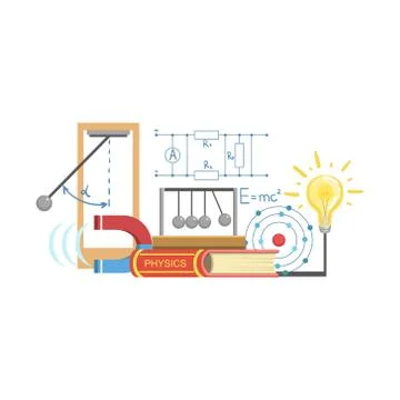 Physics Class Set Of Objects Stock Illustration