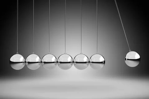 Physics Concept by Newtons Cradle, 3D Rendering Stock Illustration