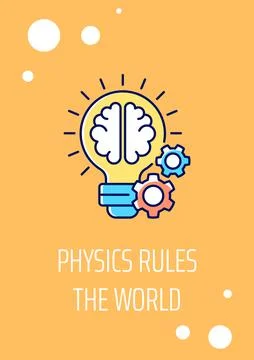 Physics dominates world greeting card with color icon element Stock Illustration