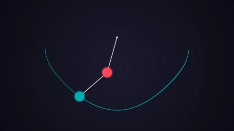 Physics double pendulum swinging motion animation with trajectory simulation Video stock 347088722