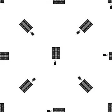 Physics dynamometer for laboratory work pattern seamless black Stock Illustration