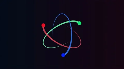 Physics educational atom icon animation. Stock Footage 233959646