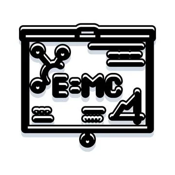 Physics equation emc2 on teaching presentation whiteboard Stock Illustration