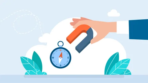 Physics experiment. Red and blue horseshoe magnet, physics magnetic and compass Stock Footage 307826053