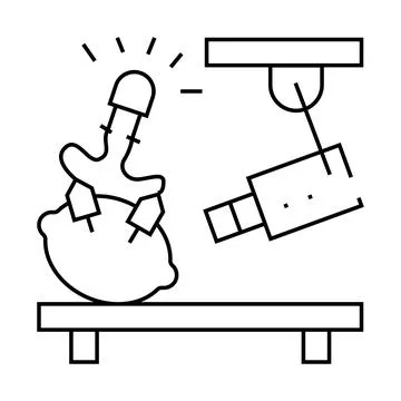 Physics experiment video lesson line icon vector illustration Stock Illustration