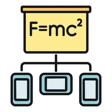 Physics formula emc whiteboard connected to mobile devices 스톡 일러스트