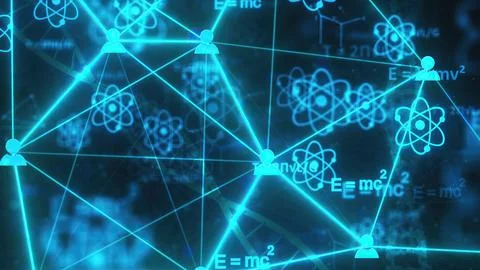 Physics formulas with connection icons Illustrazione stock