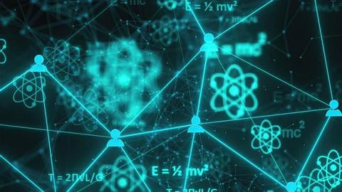 Physics formulas with connection icons Illustrazione stock