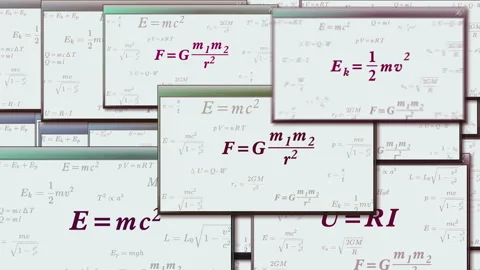 Physics formulas symbol pop up windows seamless loop 스톡 동영상 330521634