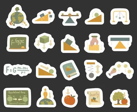 Physics gravity set in scandinavian style Stock Illustration