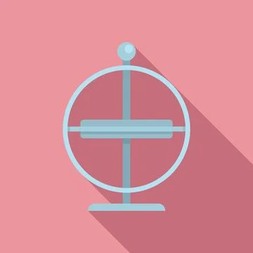 Physics gyroscope icon flat . Momentum accelerometer Stock Illustration