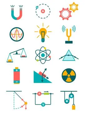 Physics icons set Stock Illustration