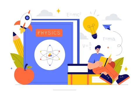 Physics Learning Vector Illustration featuring Students Exploring Electrici.. Stock Illustration