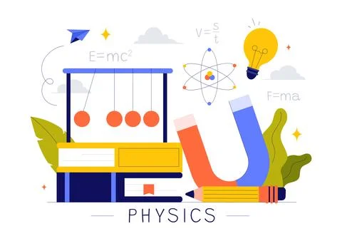 Physics Learning Vector Illustration featuring Students Exploring Electrici.. Stock Illustration